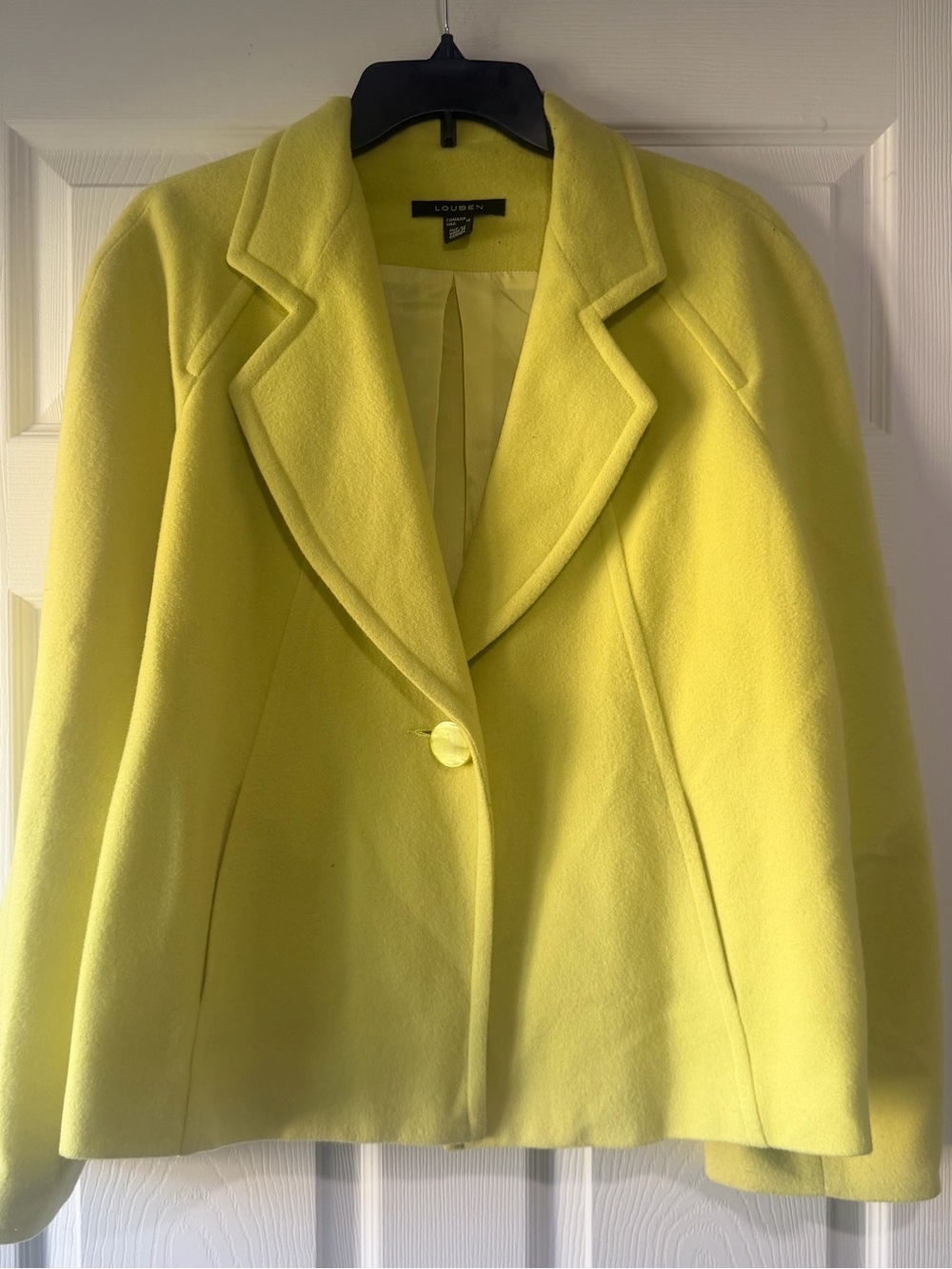 Louben lime Wool Single-Button Blazer Jacket vintage wool blazer